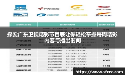 探索广东卫视精彩节目表让你轻松掌握每周精彩内容与播出时间