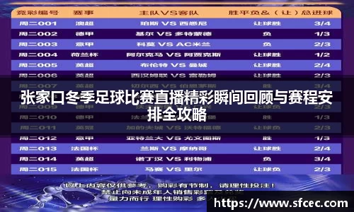 张家口冬季足球比赛直播精彩瞬间回顾与赛程安排全攻略